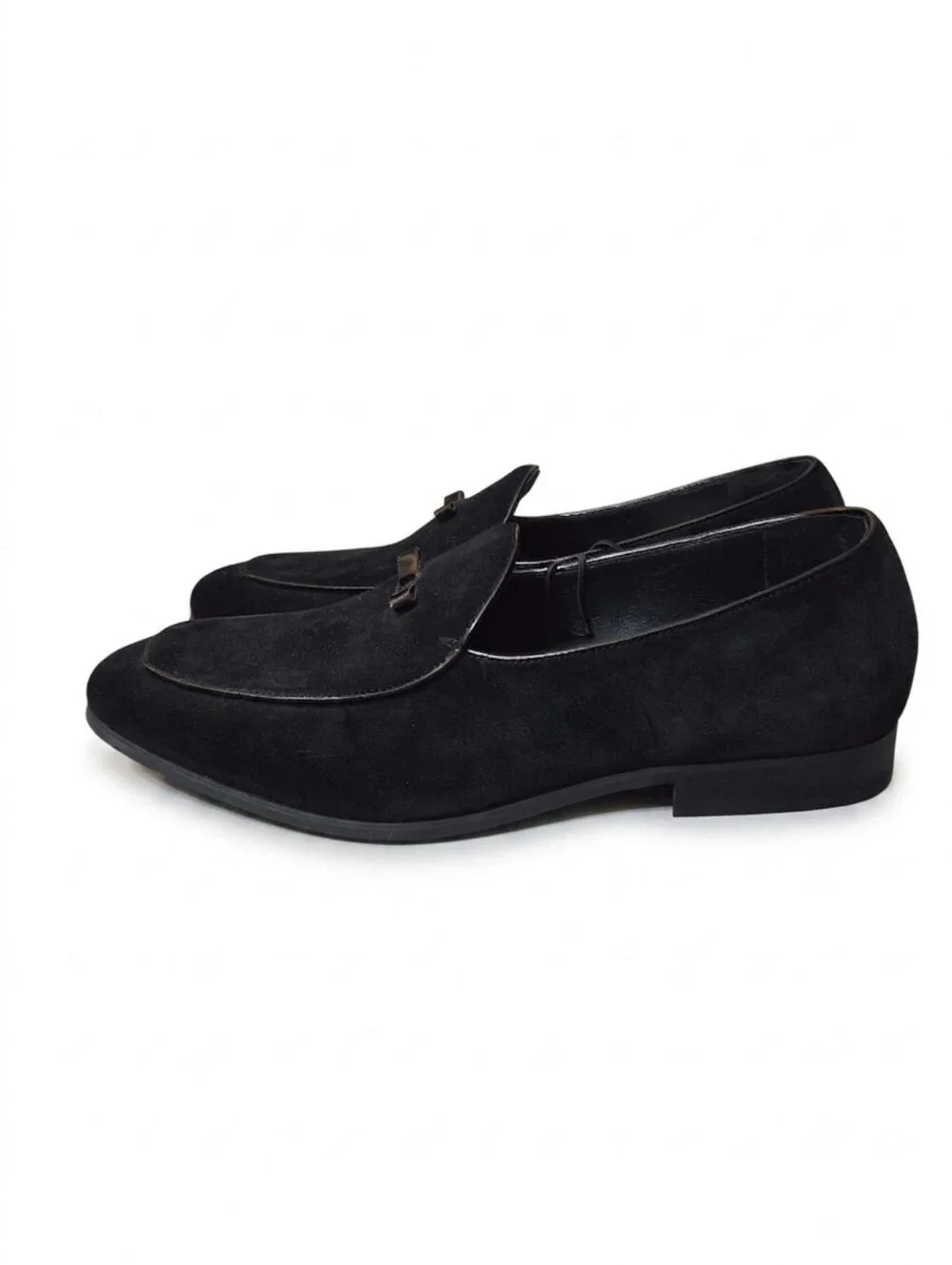 Express Suede Loafers Mens 11 Black Leather Preppy Old Money Academia Office